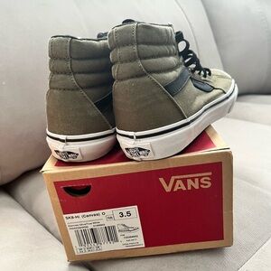Vans Khaki Canvas Sneakers with White Soles
